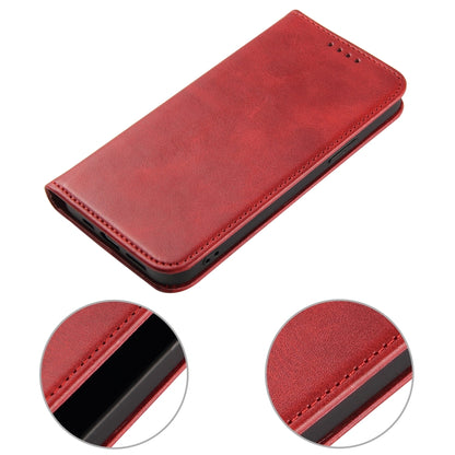 For iPhone 12 mini Calf Texture Magnetic Horizontal Flip Leather Case with Holder & Card Slots & Wallet (Red) by buy2fix