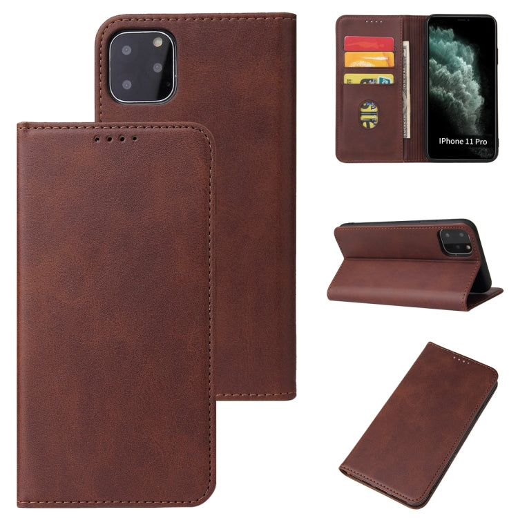 For iPhone 11 Calf Texture Magnetic Horizontal Flip Leather Case with Holder & Card Slots & Wallet (Brown) by buy2fix