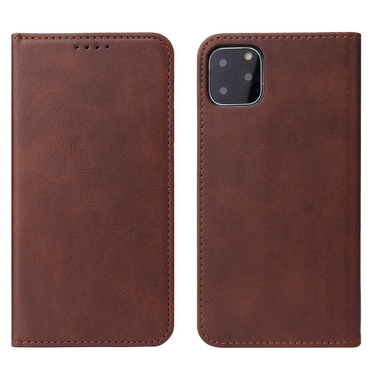 For iPhone 11 Calf Texture Magnetic Horizontal Flip Leather Case with Holder & Card Slots & Wallet (Brown) by buy2fix