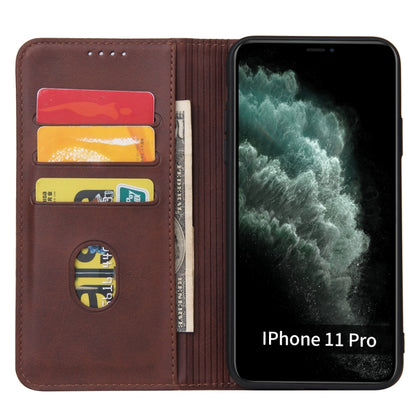 For iPhone 11 Calf Texture Magnetic Horizontal Flip Leather Case with Holder & Card Slots & Wallet (Brown) by buy2fix