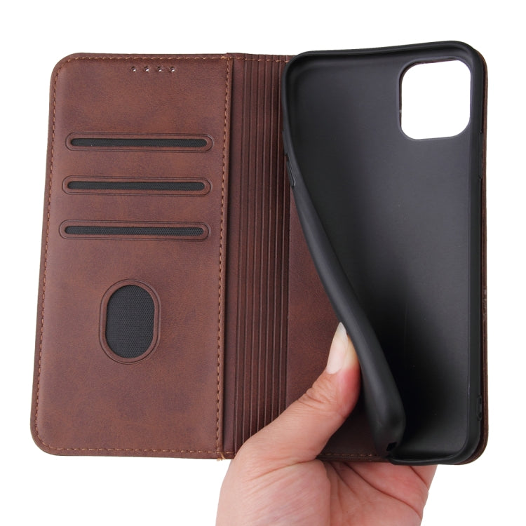 For iPhone 11 Calf Texture Magnetic Horizontal Flip Leather Case with Holder & Card Slots & Wallet (Brown) by buy2fix