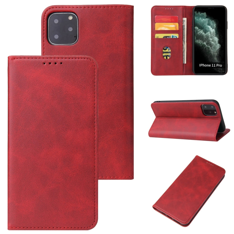 For iPhone 11 Pro Calf Texture Magnetic Horizontal Flip Leather Case with Holder & Card Slots & Wallet (Red) by buy2fix