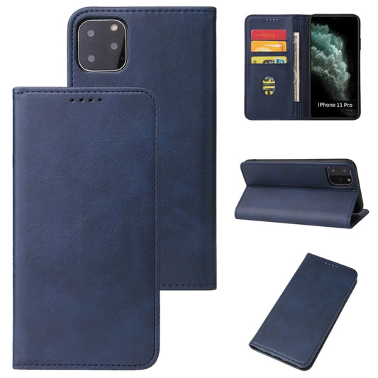 For iPhone 11 Pro Calf Texture Magnetic Horizontal Flip Leather Case with Holder & Card Slots & Wallet (Blue) by buy2fix