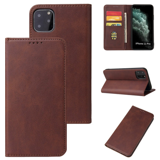 For iPhone 11 Pro Calf Texture Magnetic Horizontal Flip Leather Case with Holder & Card Slots & Wallet (Brown) by buy2fix