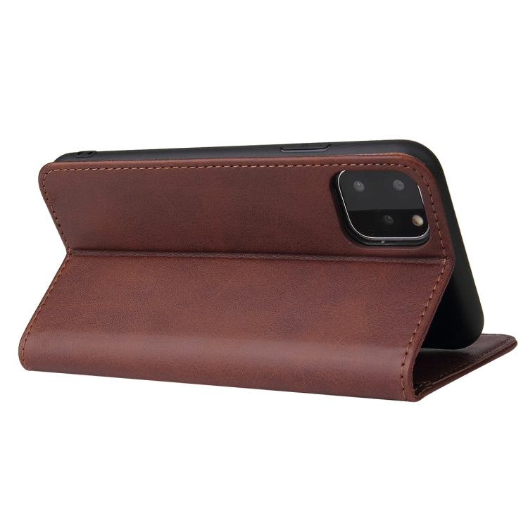 For iPhone 11 Pro Calf Texture Magnetic Horizontal Flip Leather Case with Holder & Card Slots & Wallet (Brown) by buy2fix