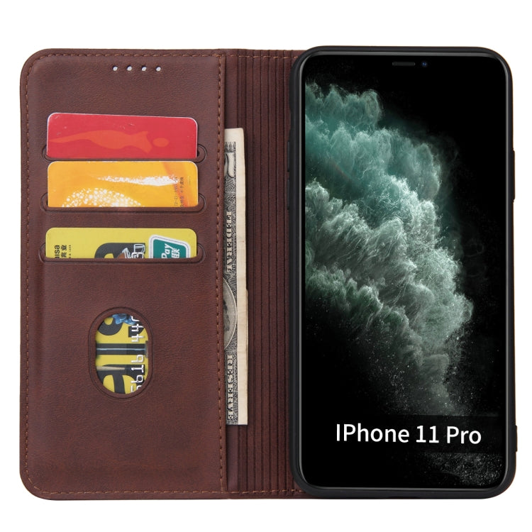 For iPhone 11 Pro Calf Texture Magnetic Horizontal Flip Leather Case with Holder & Card Slots & Wallet (Brown) by buy2fix