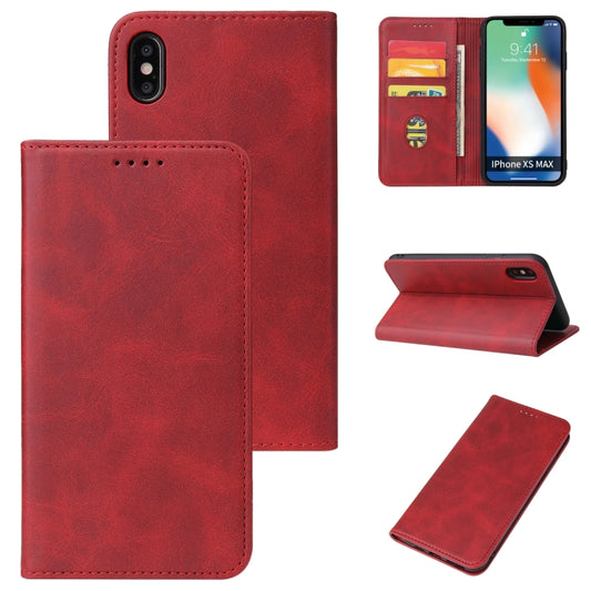 For iPhone X / XS Calf Texture Magnetic Horizontal Flip Leather Case with Holder & Card Slots & Wallet(Red) by buy2fix