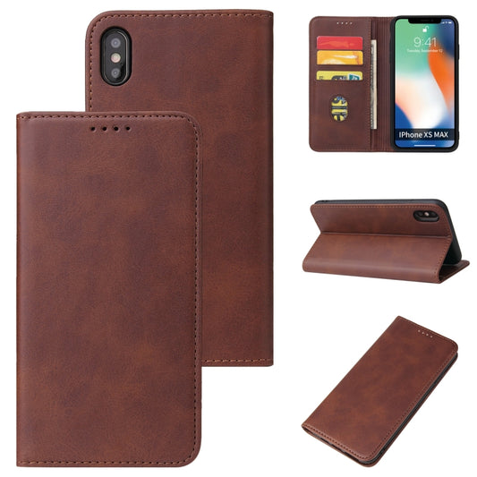 For iPhone X / XS Calf Texture Magnetic Horizontal Flip Leather Case with Holder & Card Slots & Wallet(Brown) by buy2fix