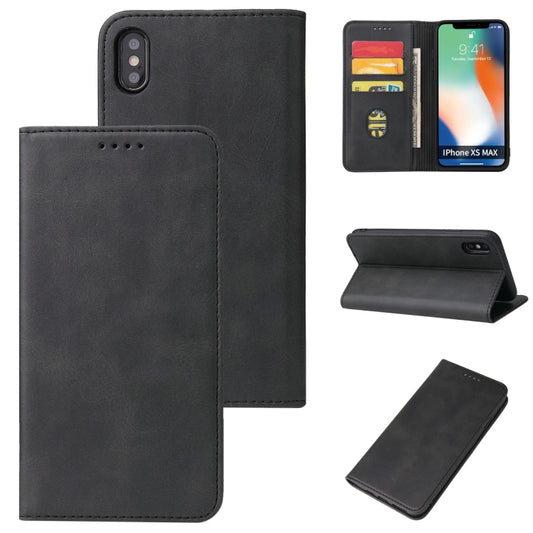 For iPhone XS Max Calf Texture Magnetic Horizontal Flip Leather Case with Holder & Card Slots & Wallet(Black) by buy2fix