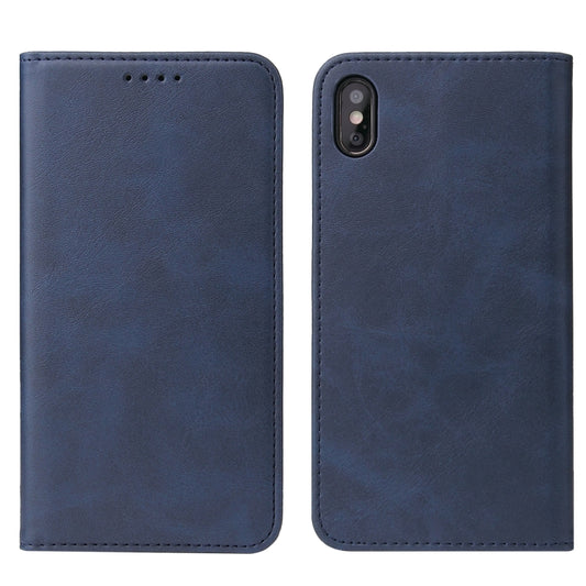 For iPhone XS Max Calf Texture Magnetic Horizontal Flip Leather Case with Holder & Card Slots & Wallet(Blue) by buy2fix
