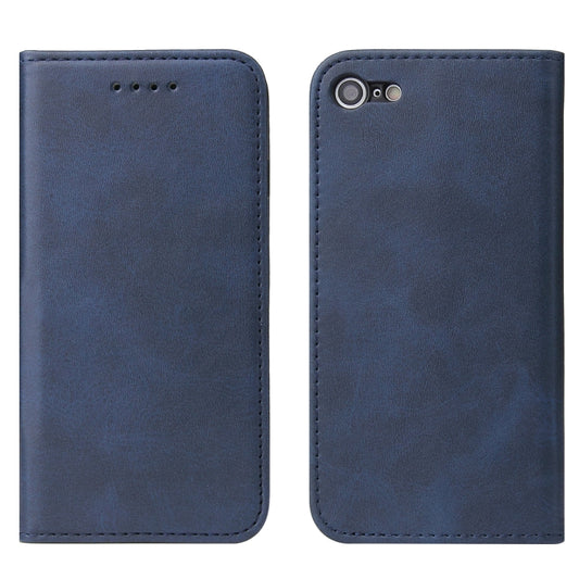 For iPhone SE 2022 / SE 2020 / 8 / 7 Calf Texture Magnetic Horizontal Flip Leather Case with Holder & Card Slots & Wallet(Blue) - iPhone SE 2022 / 2020 / 8 / 7 Cases by buy2fix | Online Shopping UK | buy2fix