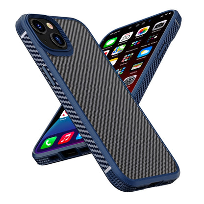 For iPhone 13 iPAKY MG Series Carbon Fiber TPU + PC Shockproof Case(Blue) - iPhone 13 Cases by iPAKY | Online Shopping UK | buy2fix