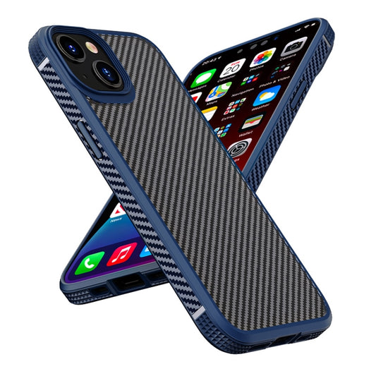 For iPhone 13 iPAKY MG Series Carbon Fiber TPU + PC Shockproof Case(Blue) - iPhone 13 Cases by iPAKY | Online Shopping UK | buy2fix