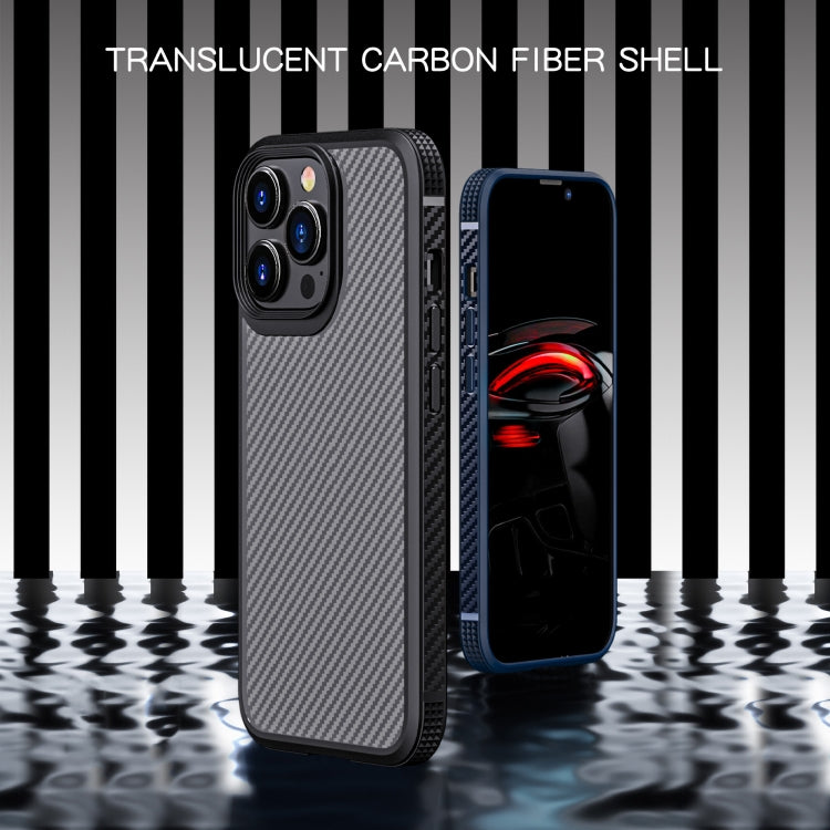 For iPhone 13 iPAKY MG Series Carbon Fiber TPU + PC Shockproof Case(Blue) - iPhone 13 Cases by iPAKY | Online Shopping UK | buy2fix