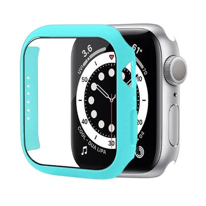 Shockproof PC Protective Case with Tempered Glass Film For Apple Watch Series 9 / 8 / 7 41mm(Single Cyan) by buy2fix