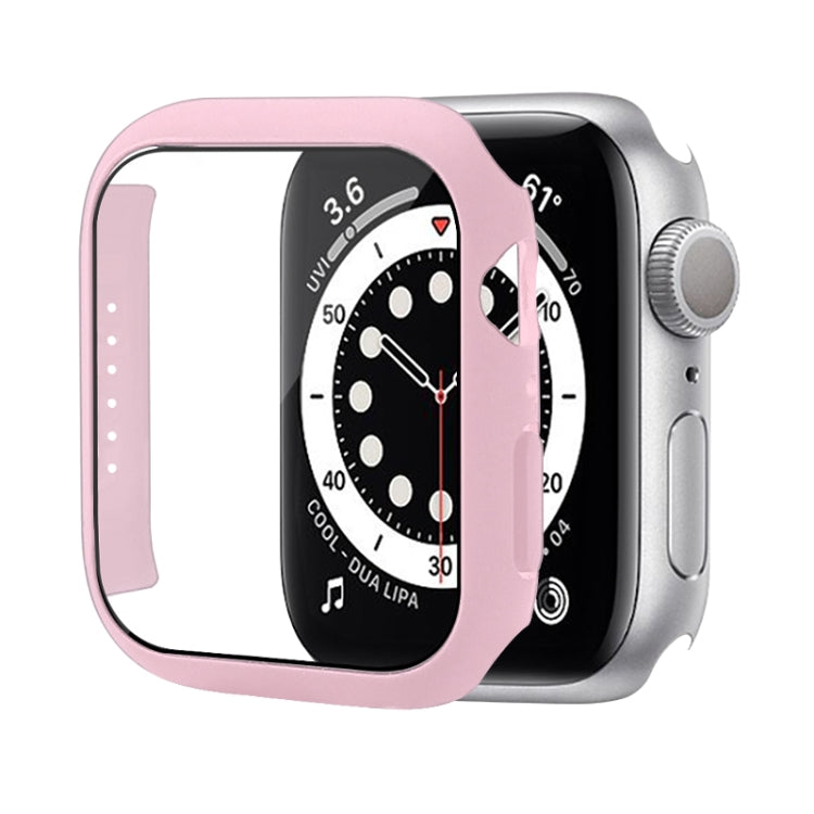 Shockproof PC Protective Case with Tempered Glass Film For Apple Watch Series 9 / 8 / 7 41mm(Red Pink) by buy2fix