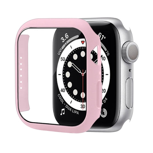 Shockproof PC Protective Case with Tempered Glass Film For Apple Watch Series 9 / 8 / 7 41mm(Red Pink) by buy2fix