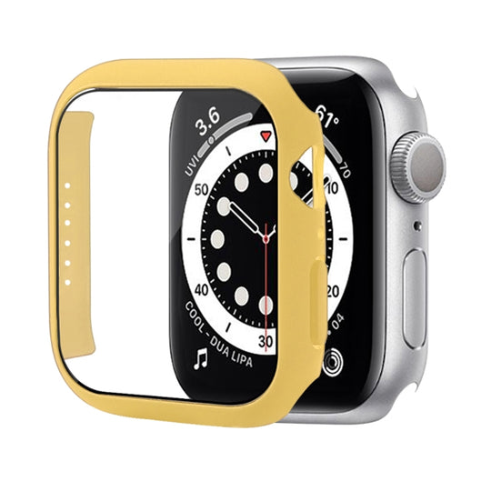 Shockproof PC Protective Case with Tempered Glass Film For Apple Watch Series 9 / 8 / 7 41mm(Yellow)