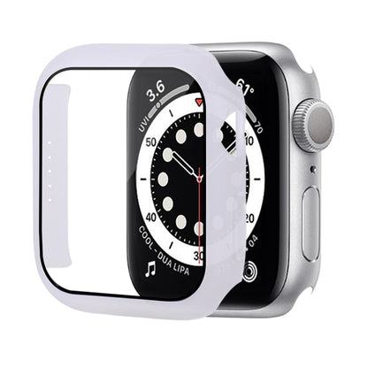 Shockproof PC Protective Case with Tempered Glass Film For Apple Watch Series 9 / 8 / 7 41mm(Bright White) by buy2fix