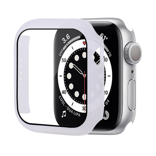 Shockproof PC Protective Case with Tempered Glass Film For Apple Watch Series 9 / 8 / 7 41mm(Bright White) by buy2fix