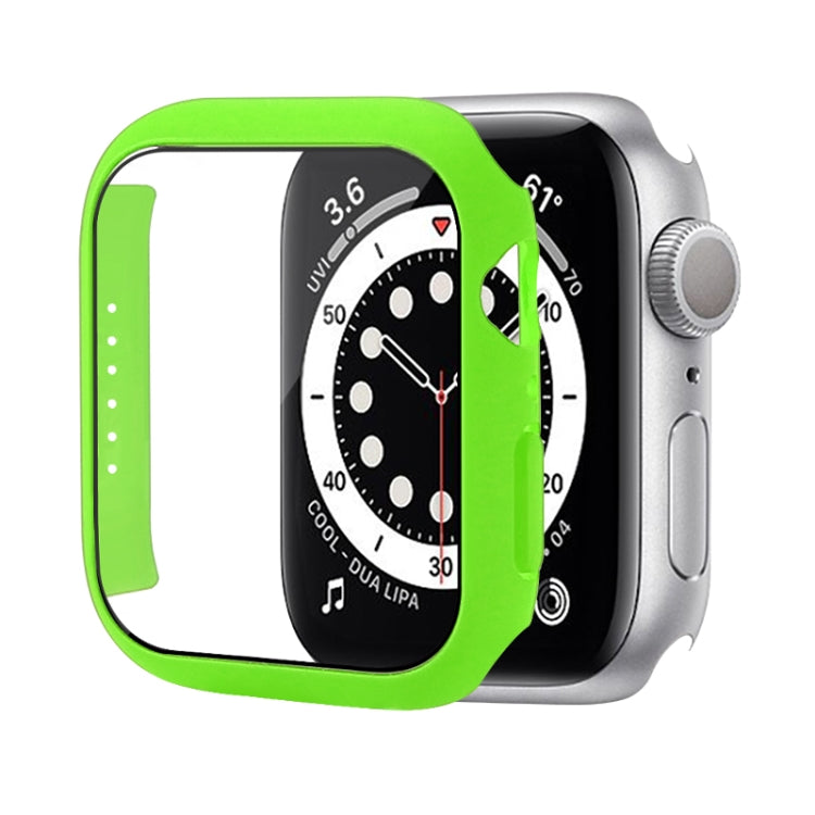 Shockproof PC Protective Case with Tempered Glass Film For Apple Watch Series 9 / 8 / 7 41mm(Bright Green) by buy2fix