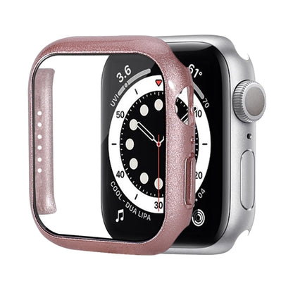 Shockproof PC Protective Case with Tempered Glass Film For Apple Watch Series 9 / 8 / 7 41mm(Rose Gold) by buy2fix