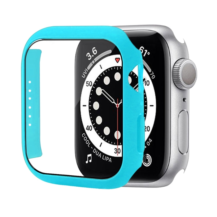 Shockproof PC Protective Case with Tempered Glass Film For Apple Watch Series 9 / 8 / 7 41mm(Light Blue) by buy2fix