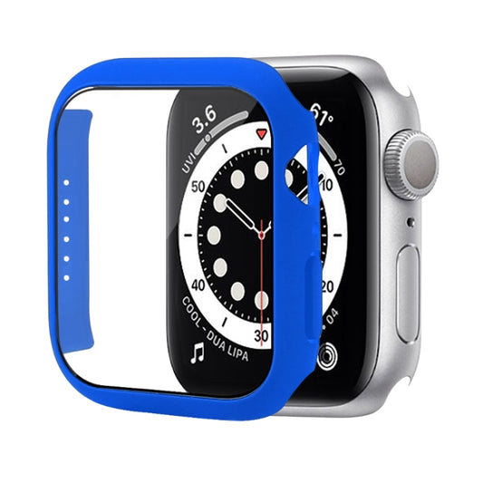 Shockproof PC Protective Case with Tempered Glass Film For Apple Watch Series 9 / 8 / 7 41mm(Dark Blue) by buy2fix