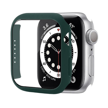 Shockproof PC Protective Case with Tempered Glass Film For Apple Watch Series 9 / 8 / 7 41mm(Dark Green) by buy2fix