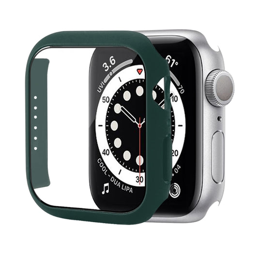Shockproof PC Protective Case with Tempered Glass Film For Apple Watch Series 9 / 8 / 7 41mm(Dark Green) by buy2fix