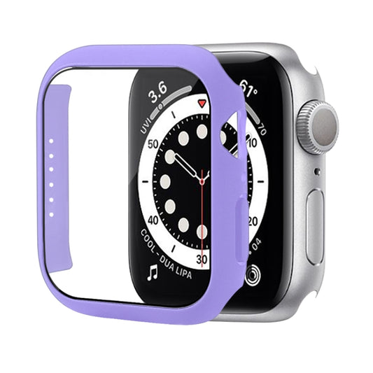 Shockproof PC Protective Case with Tempered Glass Film For Apple Watch Series 9 / 8 / 7 41mm(Purple) by buy2fix