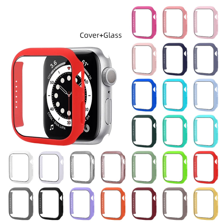 Shockproof PC Protective Case with Tempered Glass Film For Apple Watch Series 9 / 8 / 7 41mm(Single Cyan) by buy2fix