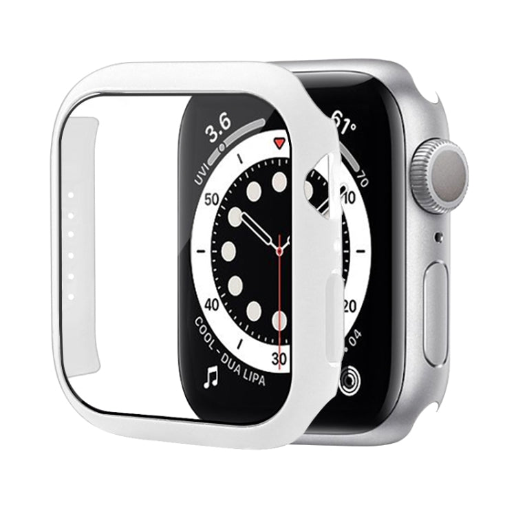 Shockproof PC Protective Case with Tempered Glass Film For Apple Watch Series 9 / 8 / 7 45mm(White) by buy2fix