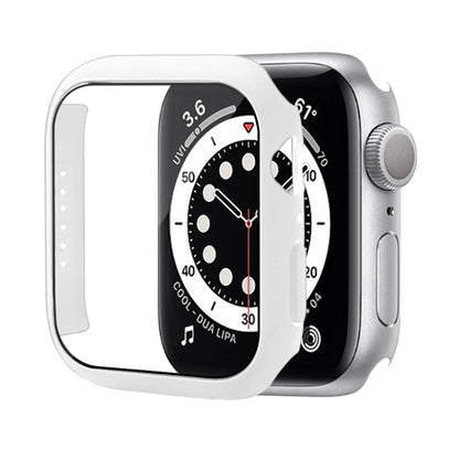 Shockproof PC Protective Case with Tempered Glass Film For Apple Watch Series 9 / 8 / 7 45mm(White) by buy2fix