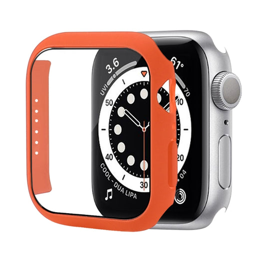 Shockproof PC Protective Case with Tempered Glass Film For Apple Watch Series 9 / 8 / 7 45mm(Orange) by buy2fix