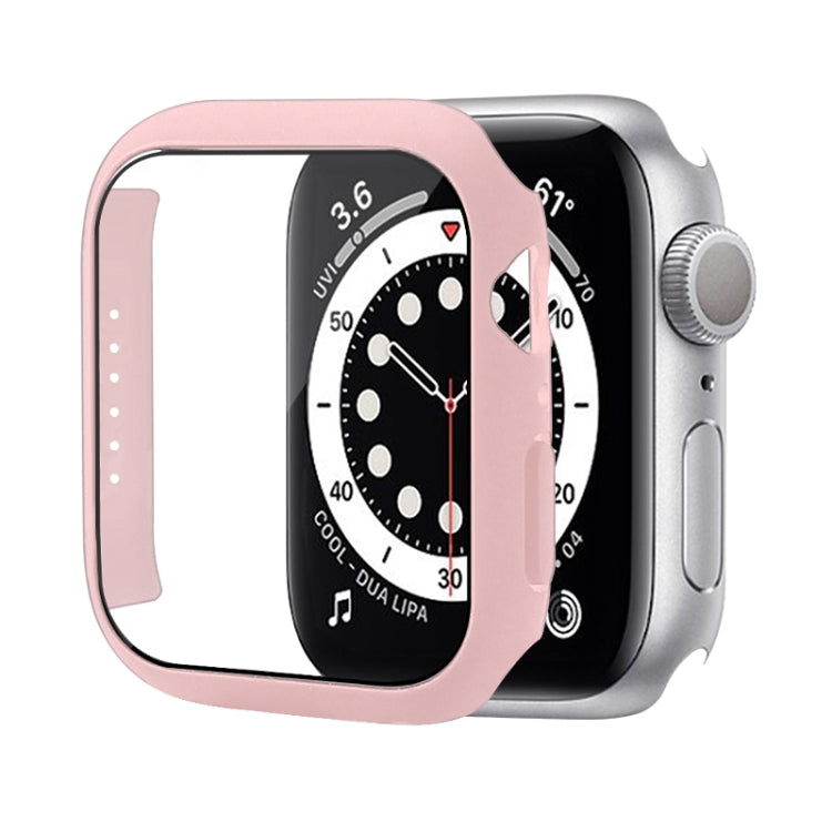Shockproof PC Protective Case with Tempered Glass Film For Apple Watch Series 9 / 8 / 7 45mm(Pink) by buy2fix