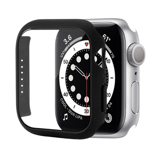 Shockproof PC Protective Case with Tempered Glass Film For Apple Watch Series 9 / 8 / 7 45mm(Black) by buy2fix