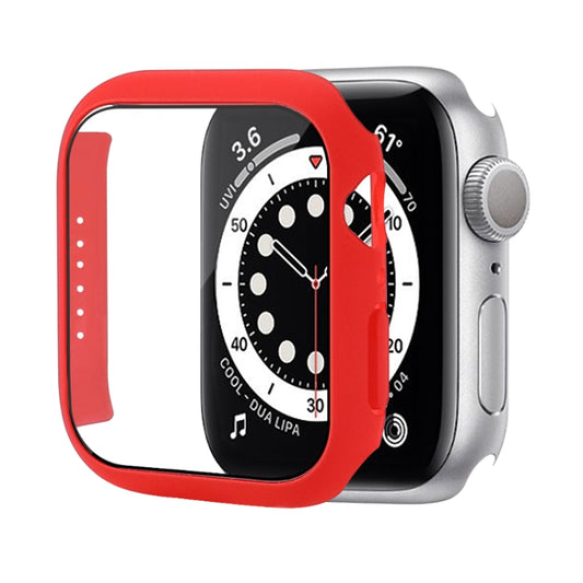 Shockproof PC Protective Case with Tempered Glass Film For Apple Watch Series 9 / 8 / 7 45mm(Red) by buy2fix