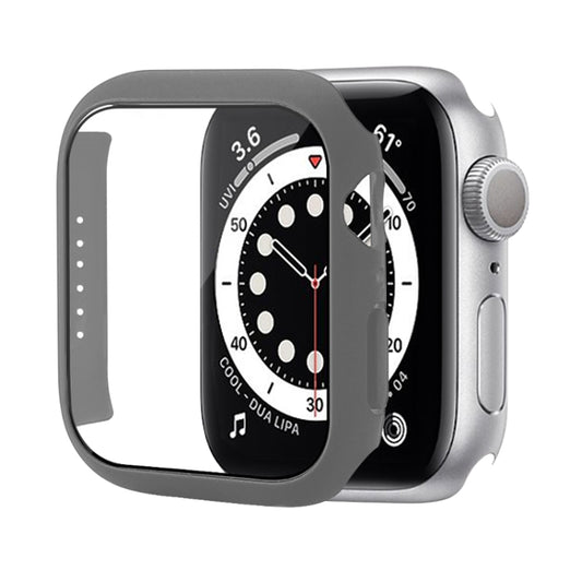Shockproof PC Protective Case with Tempered Glass Film For Apple Watch Series 9 / 8 / 7 45mm(Grey) by buy2fix