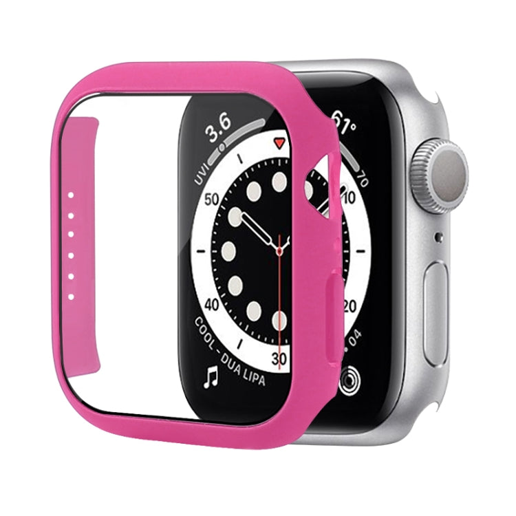Shockproof PC Protective Case with Tempered Glass Film For Apple Watch Series 9 / 8 / 7 45mm(Rose Red) by buy2fix