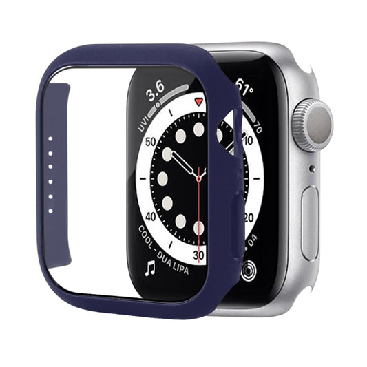 Shockproof PC Protective Case with Tempered Glass Film For Apple Watch Series 9 / 8 / 7 45mm(Midnight Blue) by buy2fix