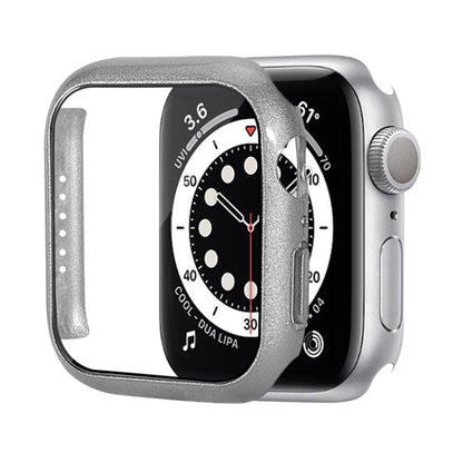 Shockproof PC Protective Case with Tempered Glass Film For Apple Watch Series 9 / 8 / 7 45mm(Silver) by buy2fix