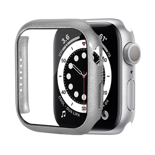 Shockproof PC Protective Case with Tempered Glass Film For Apple Watch Series 9 / 8 / 7 45mm(Silver) by buy2fix