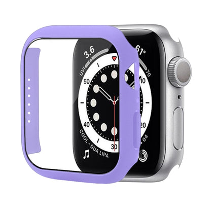 Shockproof PC Protective Case with Tempered Glass Film For Apple Watch Series 9 / 8 / 7 45mm(Purple) by buy2fix