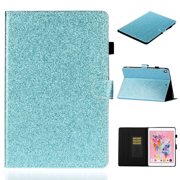 For iPad 10.2 / 10.5 Varnish Glitter Powder Horizontal Flip Leather Case with Holder & Card Slot(Blue) - iPad 10.2 Cases by buy2fix | Online Shopping UK | buy2fix