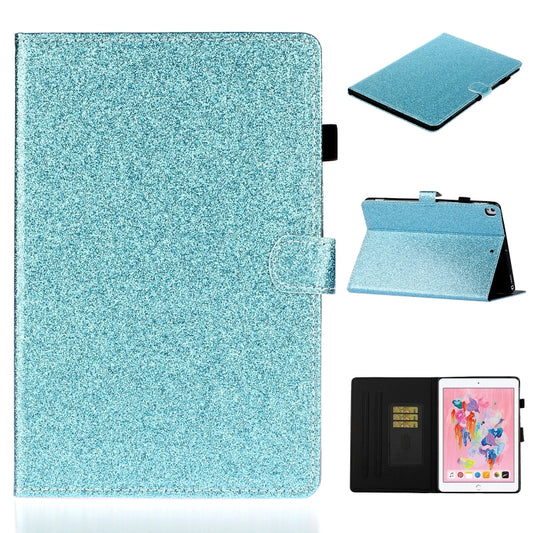 For iPad 10.2 / 10.5 Varnish Glitter Powder Horizontal Flip Leather Case with Holder & Card Slot(Blue) - iPad 10.2 Cases by buy2fix | Online Shopping UK | buy2fix