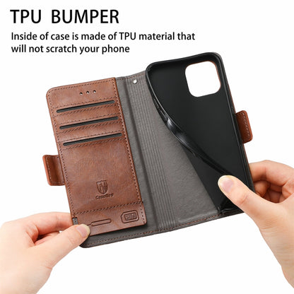 For Samsung Galaxy A20 CaseNeo Business Splicing Dual Magnetic Buckle Horizontal Flip PU Leather Case with Holder & Card Slots & Wallet(Brown) by buy2fix