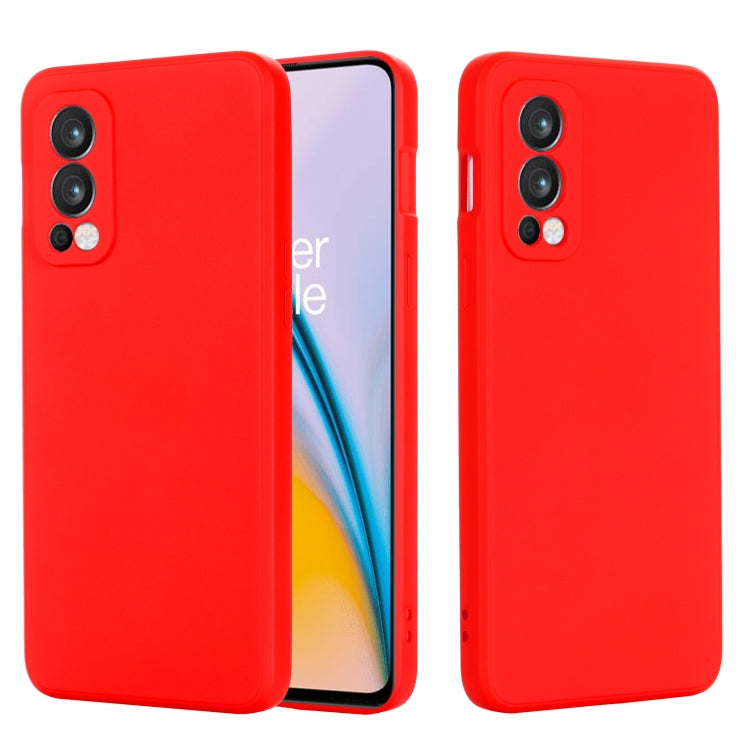 For OnePlus Nord 2 5G Solid Color Liquid Silicone Shockproof Full Coverage Protective Case(Red) by buy2fix