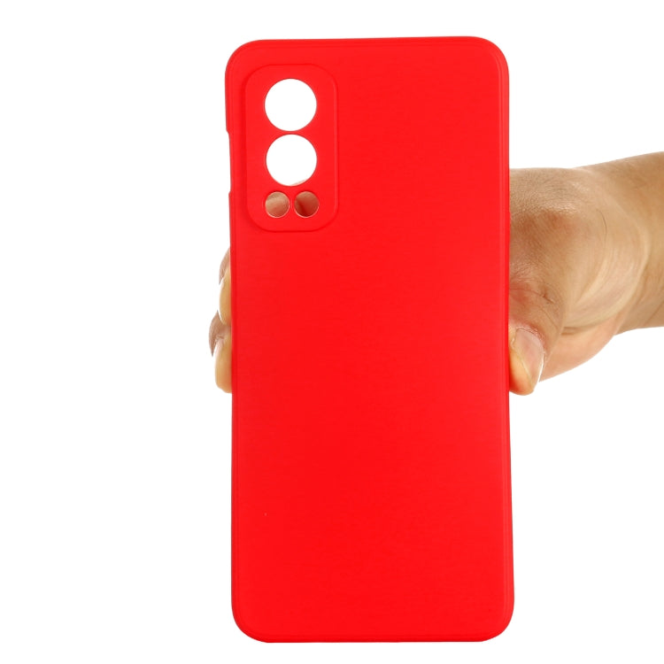 For OnePlus Nord 2 5G Solid Color Liquid Silicone Shockproof Full Coverage Protective Case(Red) by buy2fix
