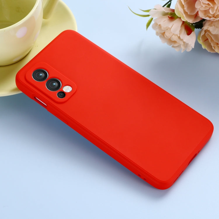 For OnePlus Nord 2 5G Solid Color Liquid Silicone Shockproof Full Coverage Protective Case(Red) by buy2fix
